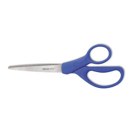 Westcott Preferred Line Stainless Steel Scissors, 8" Long, 3.5" Cut Length, Straight Blue Handle 41218